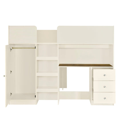 Loft bed with built-in wardrobe, desk, shelves and drawers in white by HouseOfZazla on Tampa Home & Garden Store