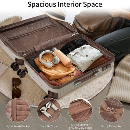 4 Piece Luggage Set by HouseOfZazla, hard-shell expandable taupe luggage with 4 packing cubes on Tampa Home & Garden Store
