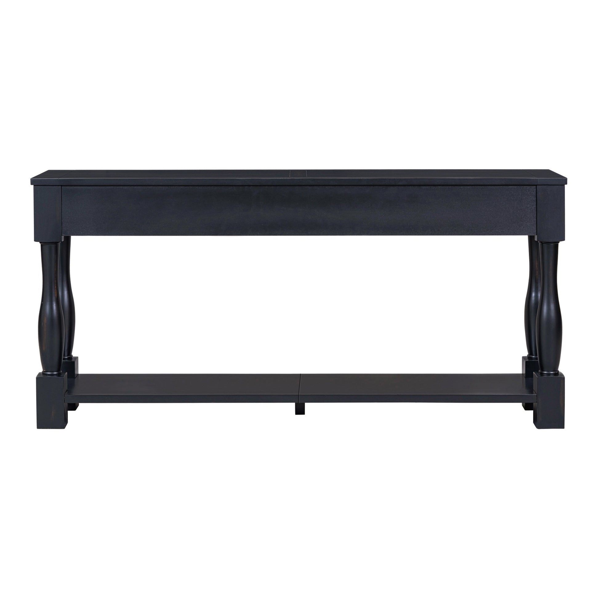 TREXM 63in dark finish console table with drawers and shelf by HouseOfZazla, tapered legs on Tampa Home & Garden Store
