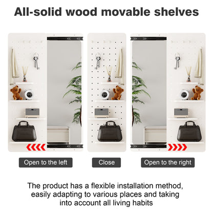 Full-length wall mirror with shelf and hook by HouseOfZazla, white pegboard panels on Tampa Home & Garden Store
