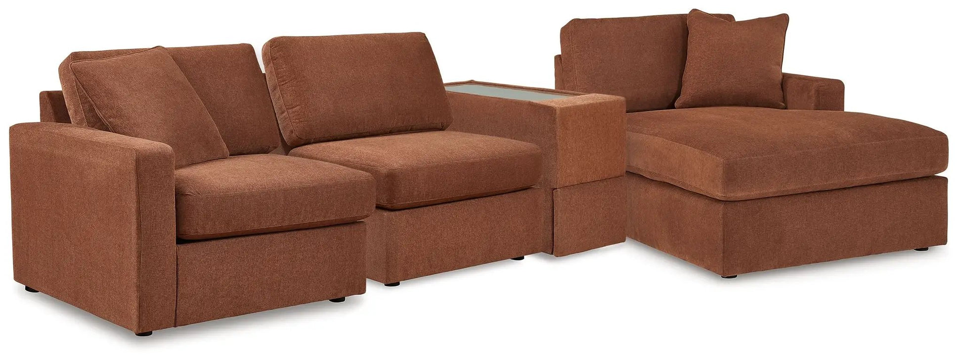 Modmax Sectional Spice sofa by Unique Piece Furniture in rust-orange fabric with chaise on Tampa Home & Garden Store