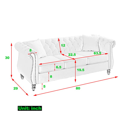 Chesterfield Sofa With Nailhead Trim and Cushions