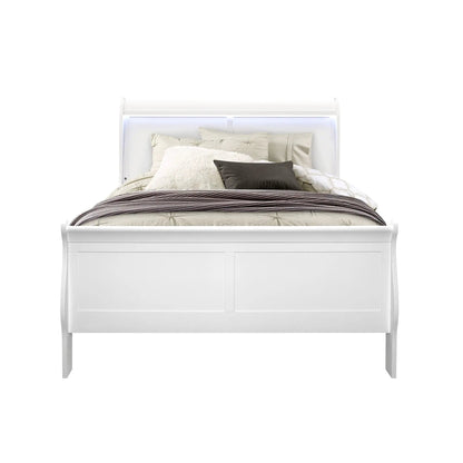 Charleston Modern Sleigh Bed with LED, white finish, by Unique Piece Furniture on Tampa Home & Garden Store