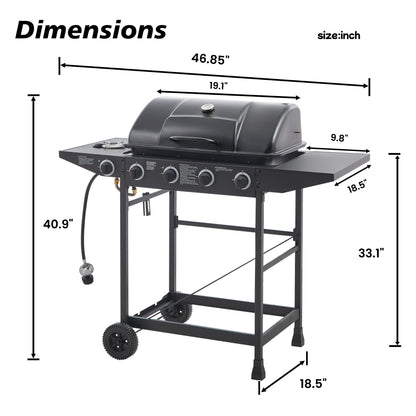 Four Burner Propane Grill and Side Burner Cart