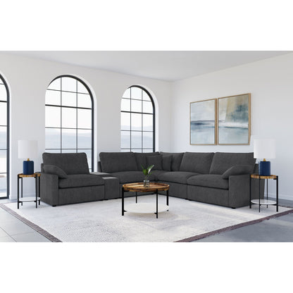Hollander 6 Piece Modular Power Reclining Sectional in dark gray for a modern living room on Tampa Home & Garden Store