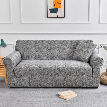 Sofa cover elastic all-inclusive full cover gray crackle-pattern fabric on sofa on Tampa Home & Garden Store