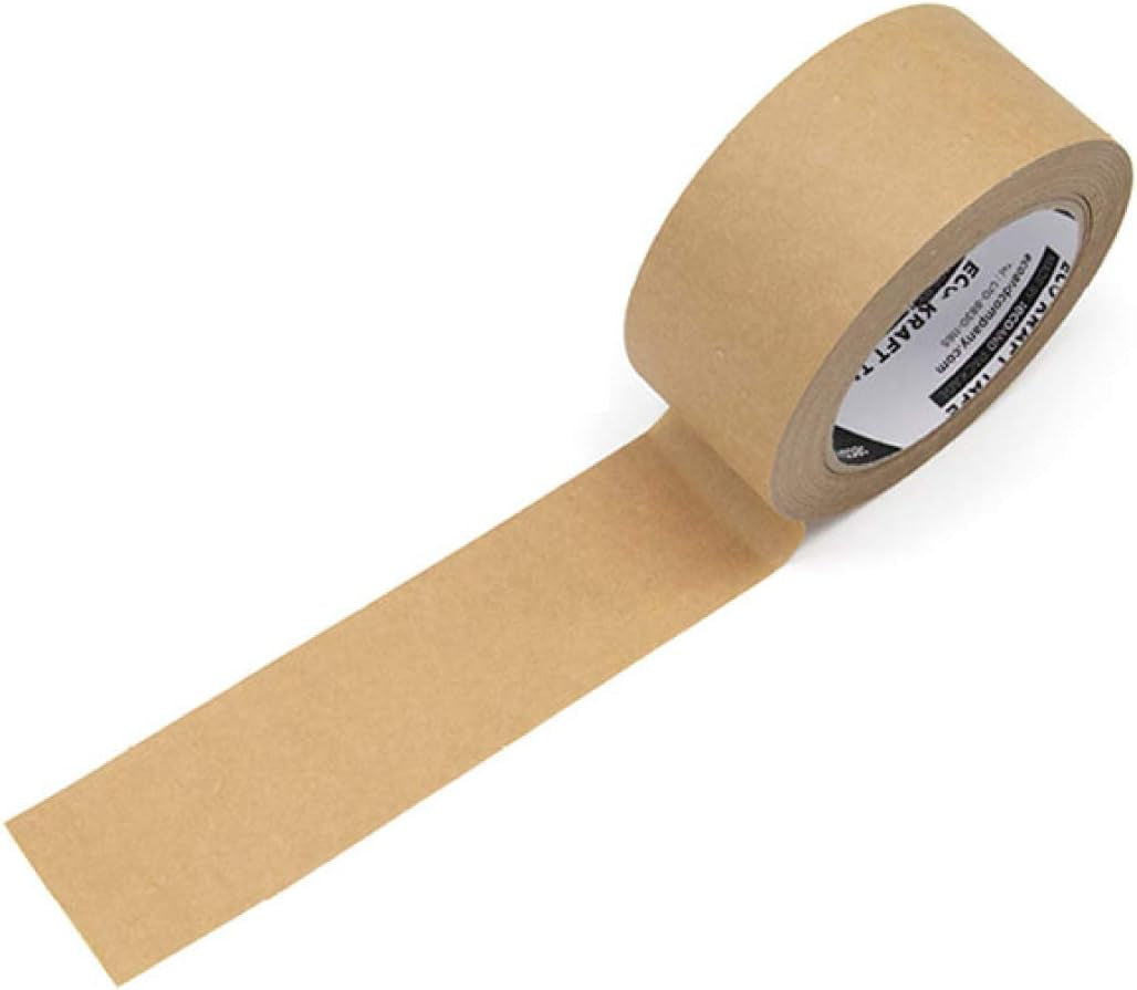 Eco Kraft Paper Packing Tape – 2" x 43 Yards Brown Writable Masking Tape – Heavy Duty, Recyclable, Tearable by Hand – Strong Adhesive for Shipping, Moving, Crafting & Storage