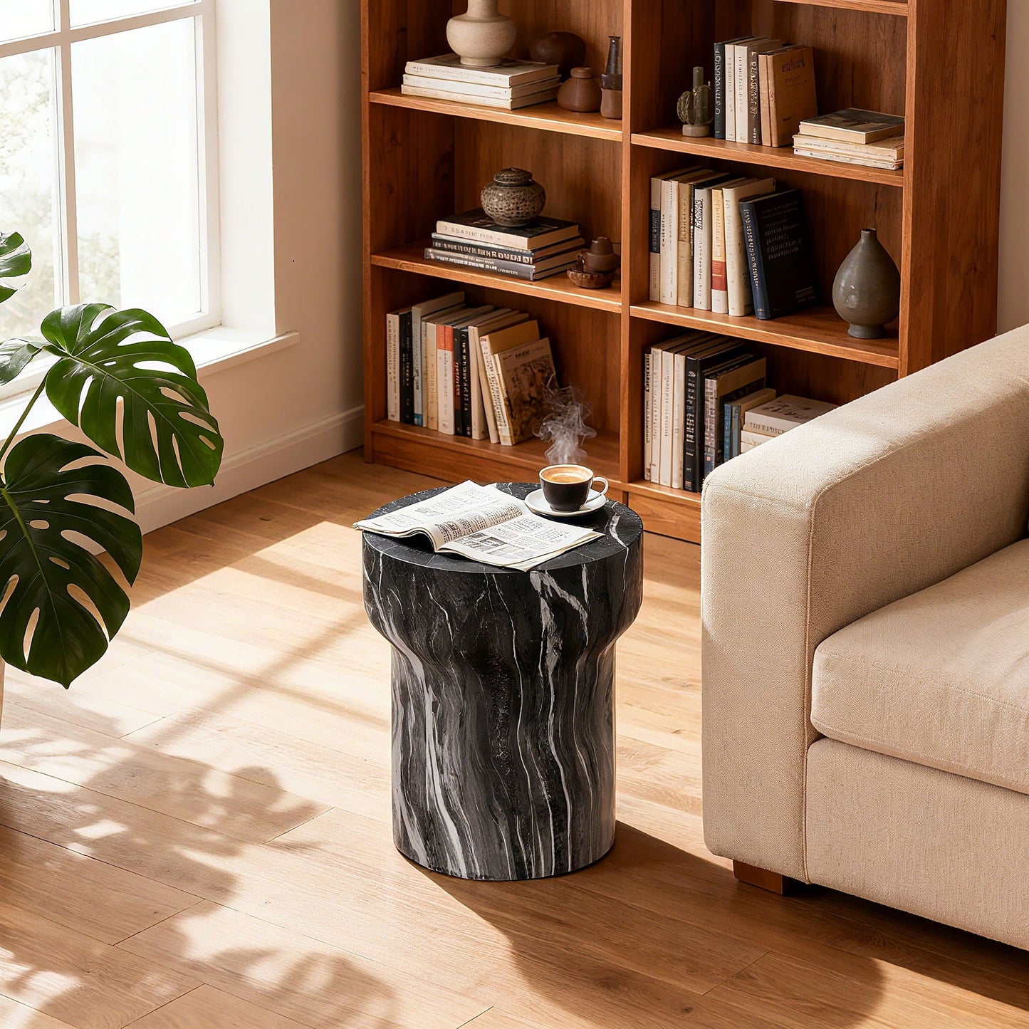 the Modern Geometric Outdoor Marble End Table