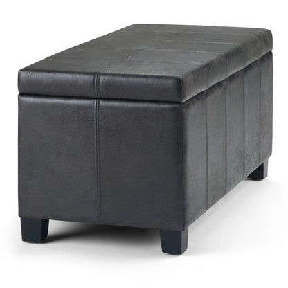 Dover multifunctional storage ottoman bench charcoal gray faux leather with grid-stitched top on Tampa Home & Garden Store