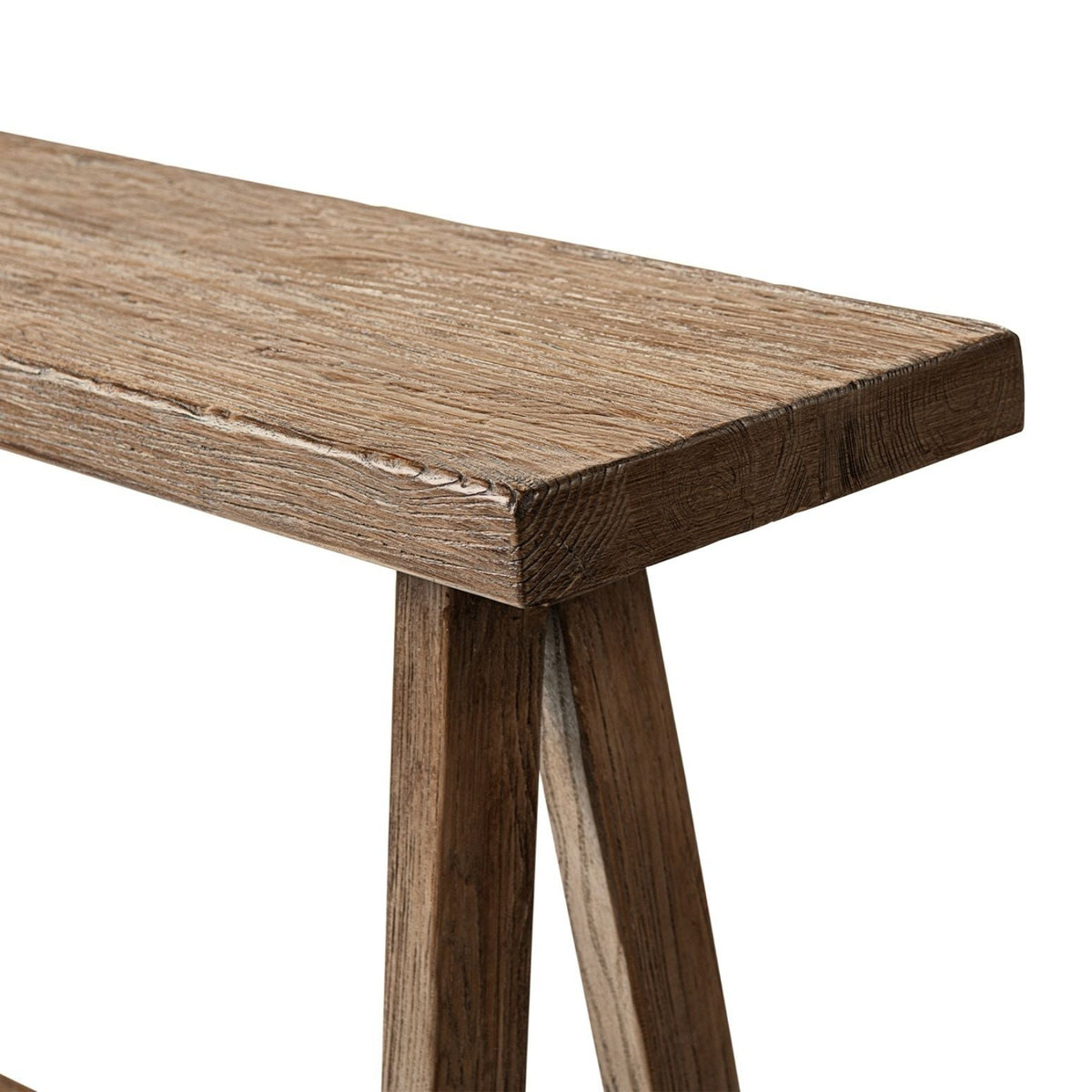 Trestle coffee table in solid reclaimed elm with dark brown finish by HouseOfZazla on Tampa Home & Garden Store
