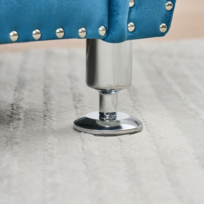 Storage bench blue velvet with crystal button accents on Tampa Home & Garden Store