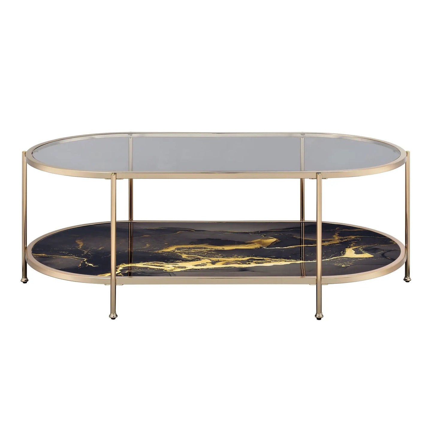 Fiorella Marble Glass Table with Metal Frame