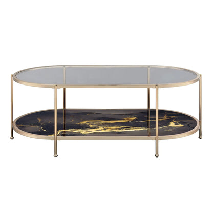Fiorella Marble Glass Table with Metal Frame