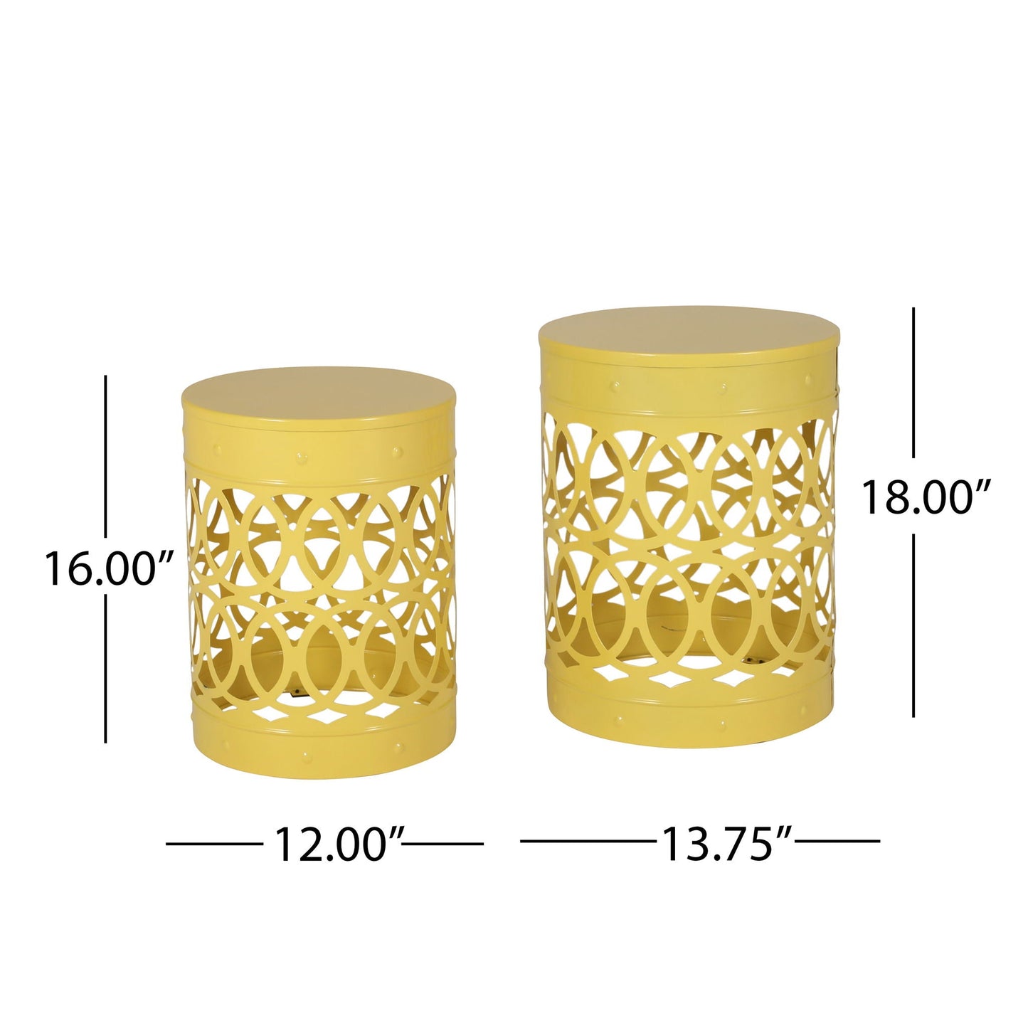 Outdoor Metal Side Tables Set of Two for Patio