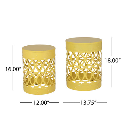 Outdoor Metal Side Tables Set of Two for Patio
