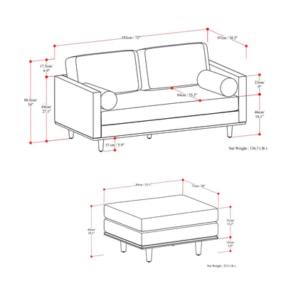 Morrison Sofa and Ottoman Set in Leather