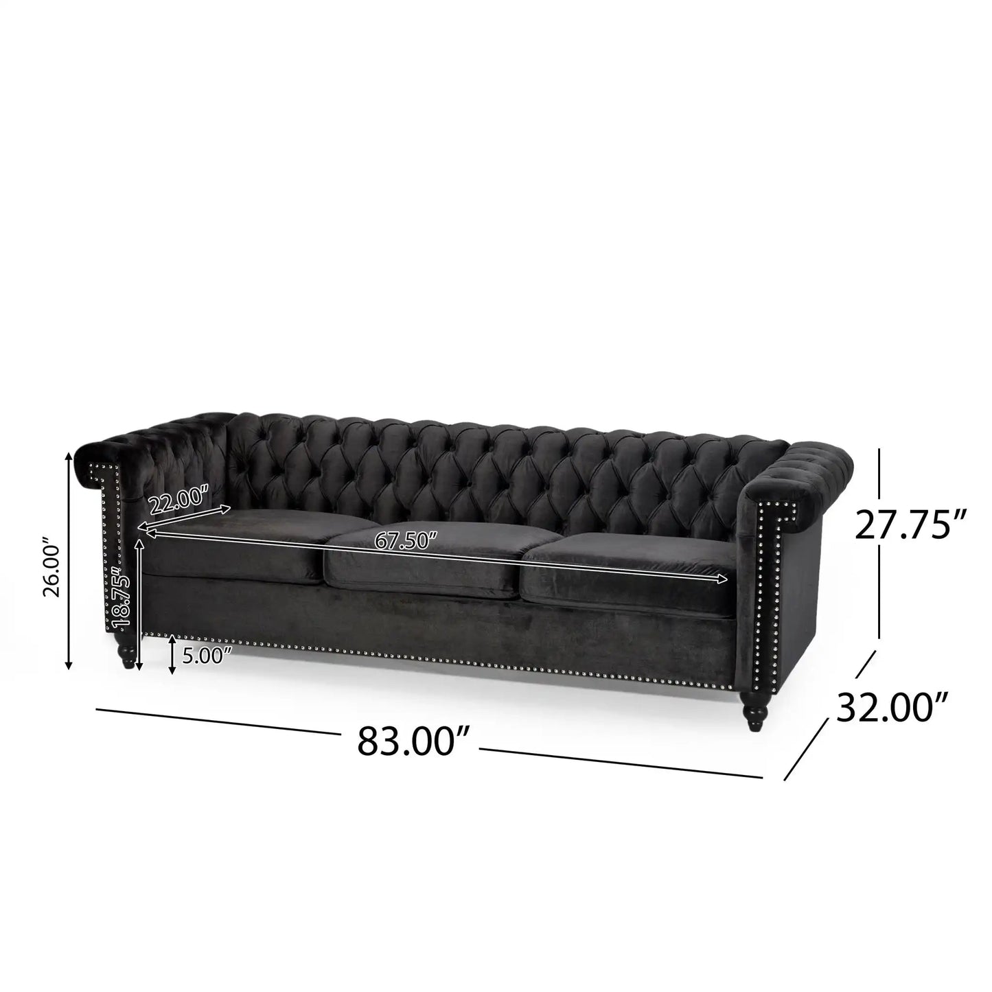 Chesterfield 3 Seater Sofa and Button Tufting