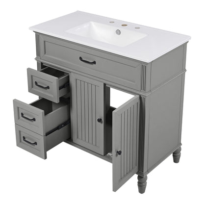 Bathroom vanity with sink and drawers by HouseOfZazla in freestanding gray solid wood cabinet on Tampa Home & Garden Store