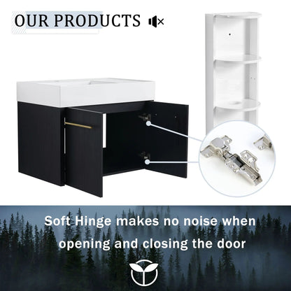 Modern Wall Mounted Vanity with Resin Sink Rack