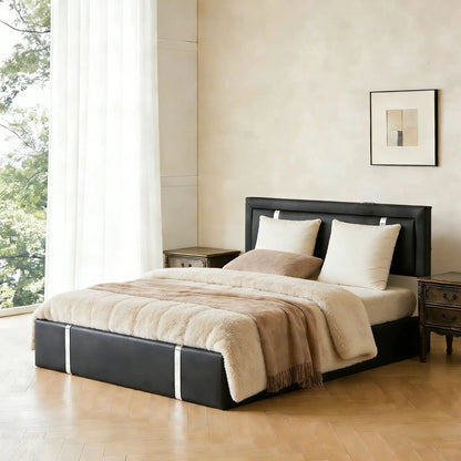 Upholstered Platform Bed Frame With Usb Charging