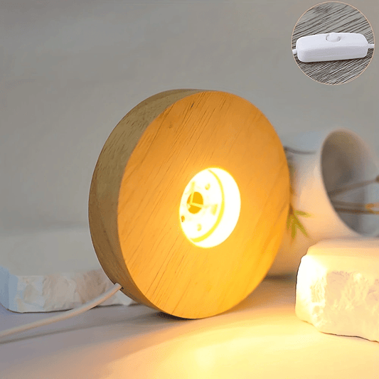 Wooden LED Light Base USB Powered | 6-LED Display Stand for Acrylic, Crystal - Tampa Home & Garden Store