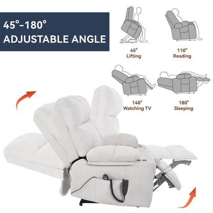 HouseOfZazla beige dual-motor infinite-position power lift recliner chair on Tampa Home & Garden Store