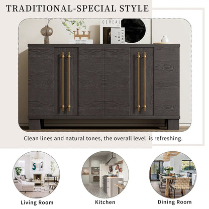 Dark wood sideboard with adjustable shelves and gold handles Unique Piece Furniture on Tampa Home & Garden Store