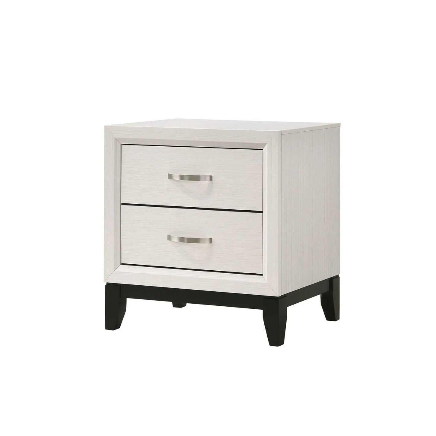Nightstand 2 Drawers Handles for Bedroom White