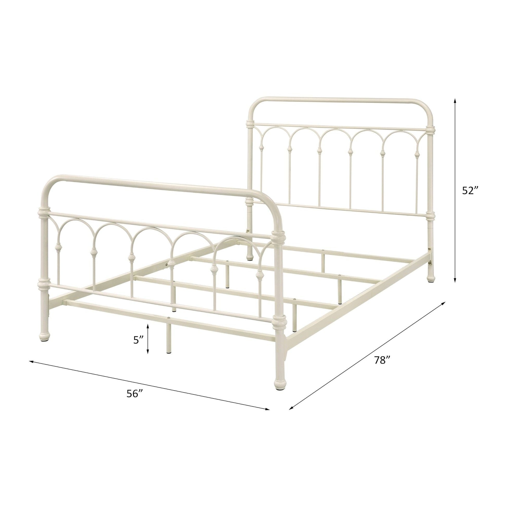 Citron Full Bed by HouseOfZazla, ivory metal panel bed frame with arches on Tampa Home & Garden Store