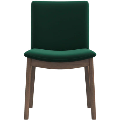 Mid-Century Modern solid wood dining chair with green fabric upholstery on Tampa Home & Garden Store