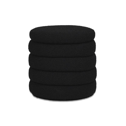 Fuji Oversized Round Storage Ottoman by HouseOfZazla, black textured fabric, four stacked rounds on Tampa Home & Garden Store