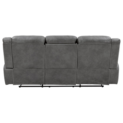 Hudson Gray Reclining Sofa and Pillow Top Arms