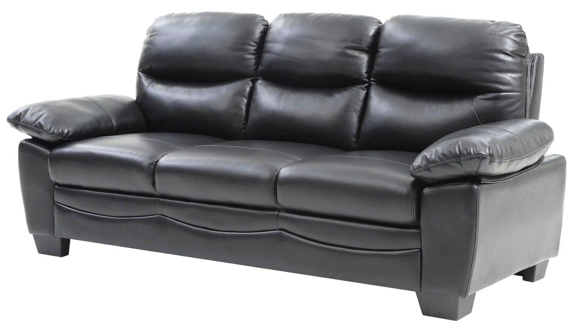 Marta stationary sofa by Unique Piece Furniture in black leather with plush cushions on Tampa Home & Garden Store