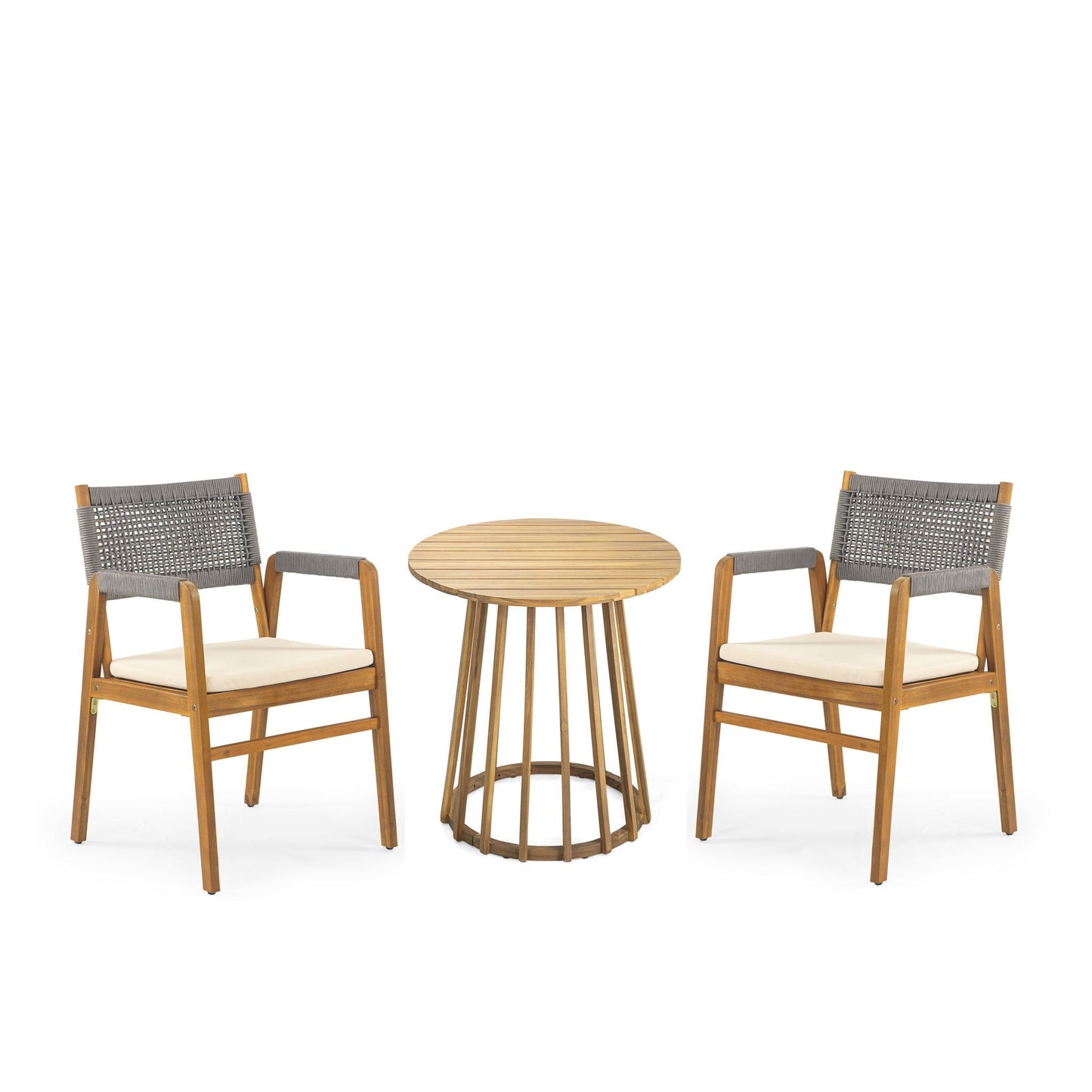 Outdoor Acacia Wood Dining Set And Cushions