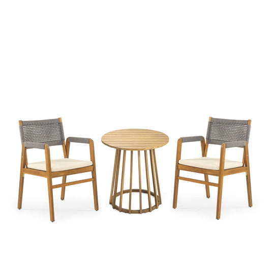 Outdoor Acacia Wood Dining Set And Cushions