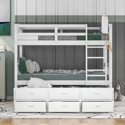 Bunk bed by HouseOfZazla, white, arched headboard and footboard, under-bed drawers and trundle on Tampa Home & Garden Store
