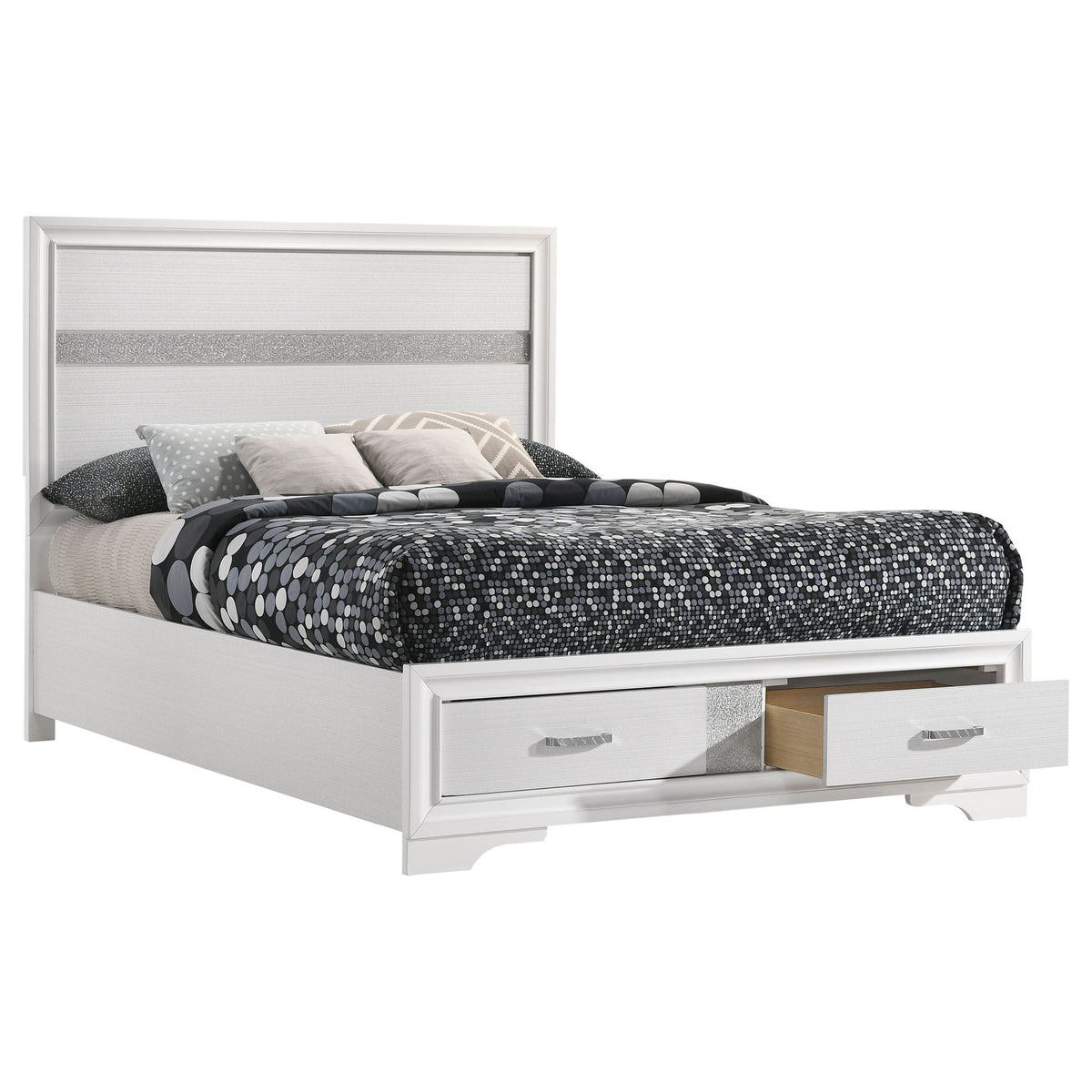 Urbana storage panel bed by HouseOfZazla, white wood platform with storage drawers on Tampa Home & Garden Store