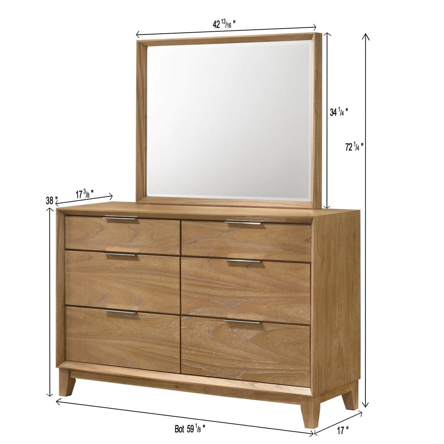 Six Drawer Natural Wood Dresser for the Bedroom