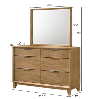 Six Drawer Natural Wood Dresser for the Bedroom