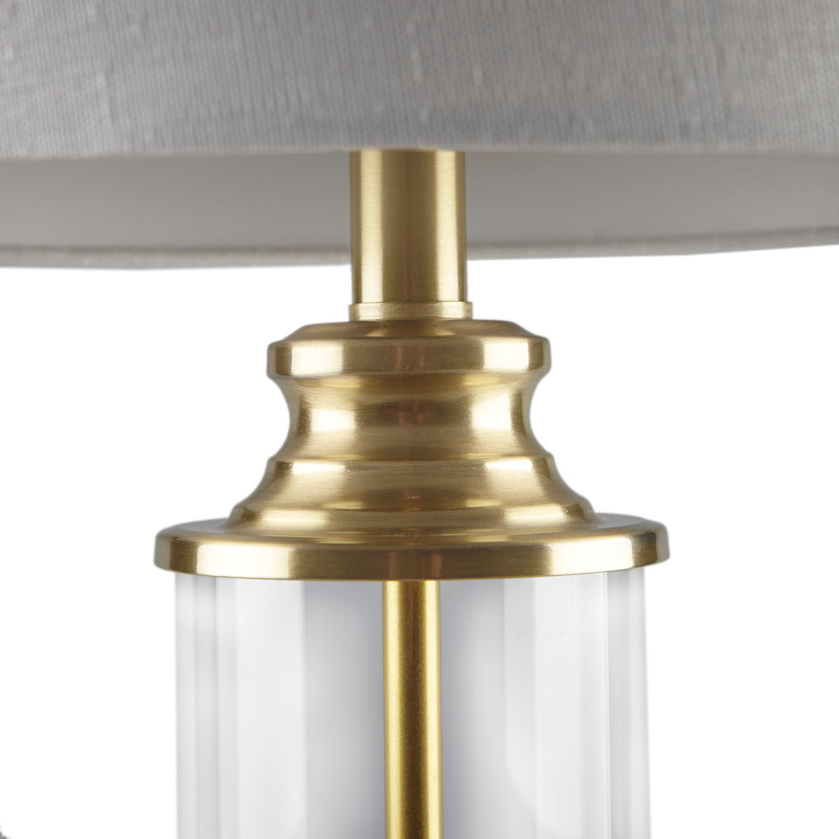 Clarity Glass Cylinder Table Lamp set of 2 with brass gold finish and clear glass body on Tampa Home & Garden Store