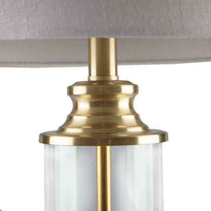 Clarity Glass Cylinder Table Lamp set of 2 with brass gold finish and clear glass body on Tampa Home & Garden Store