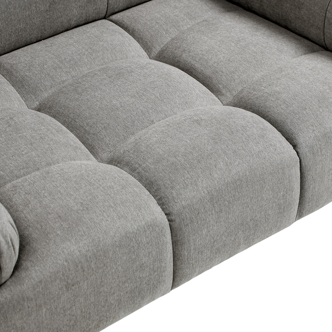 Marcel Upholstered Modern Pet Bed Uptown Gray performance velvet with tufted rounded cushions on Tampa Home & Garden Store