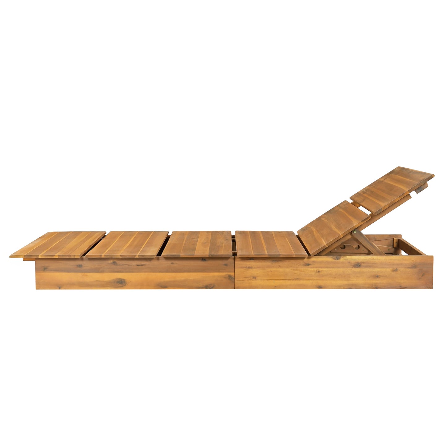 Teak Finish Acacia Wood Outdoor Chaise Lounge