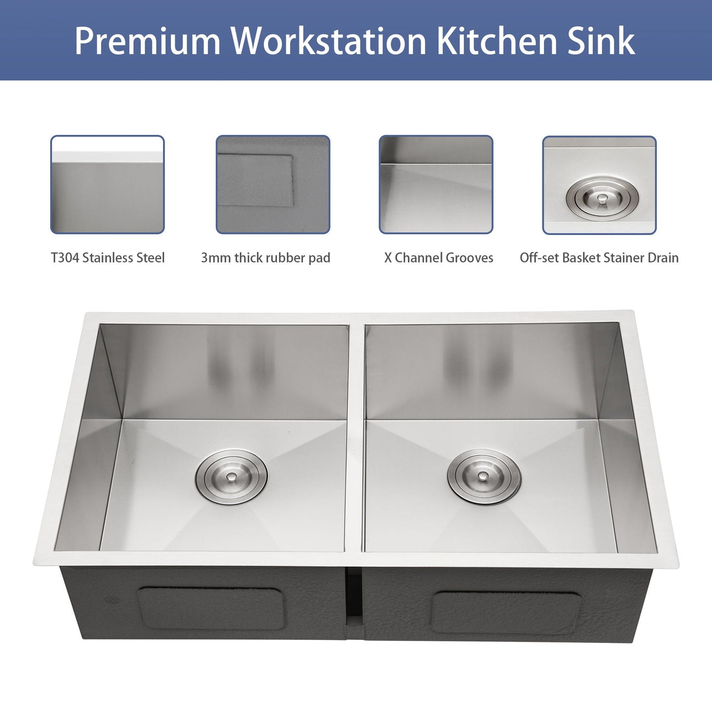 Undermount Double Bowl Sink and Brushed Nickel