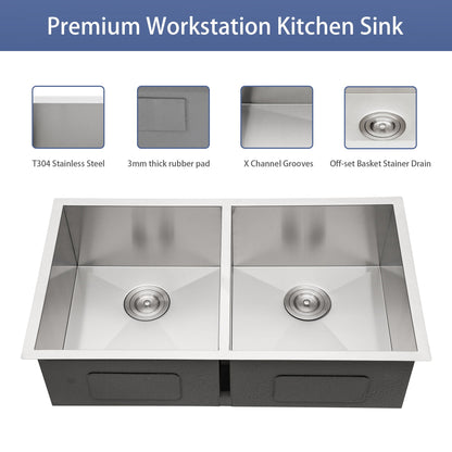 Undermount Double Bowl Sink and Brushed Nickel