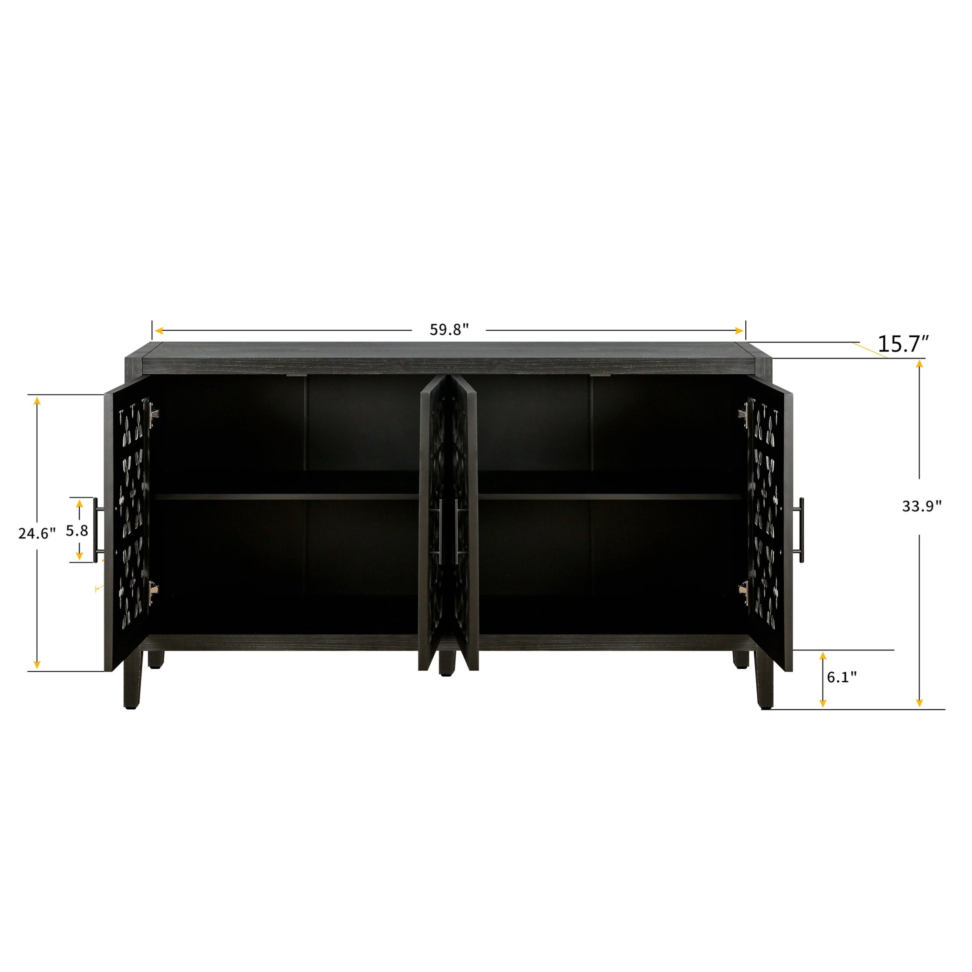Hollow four-door antique cabinet in black wood with lattice panel doors by HouseOfZazla on Tampa Home & Garden Store