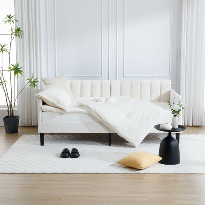 Elena Boucle Daybed cream with ribbed tufted backrest by HouseOfZazla on Tampa Home & Garden Store