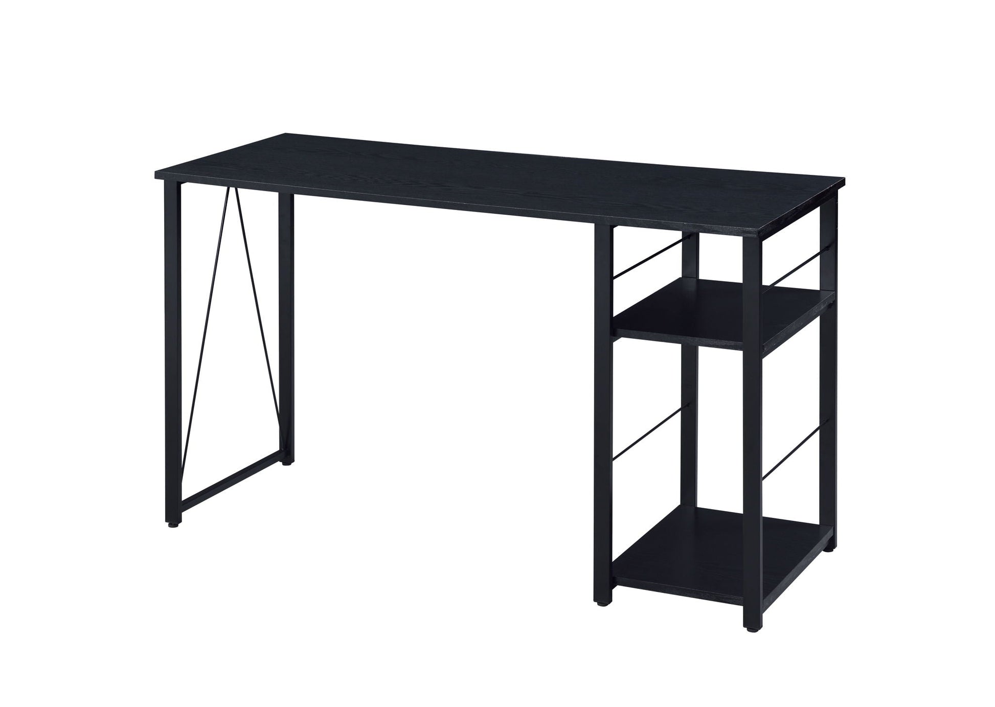 Vadna Writing Desk black metal frame with two lower shelves HouseOfZazla on Tampa Home & Garden Store