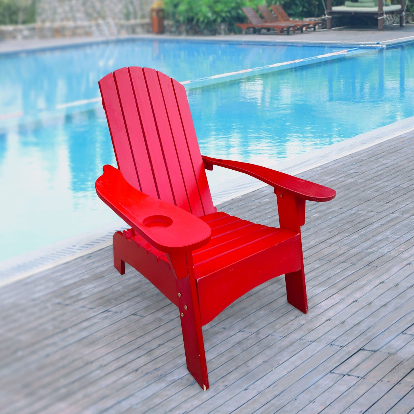 Outdoor Wood Adirondack Chair and Umbrella Hole