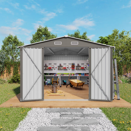 Outdoor Metal Storage Shed With Lockable Doors